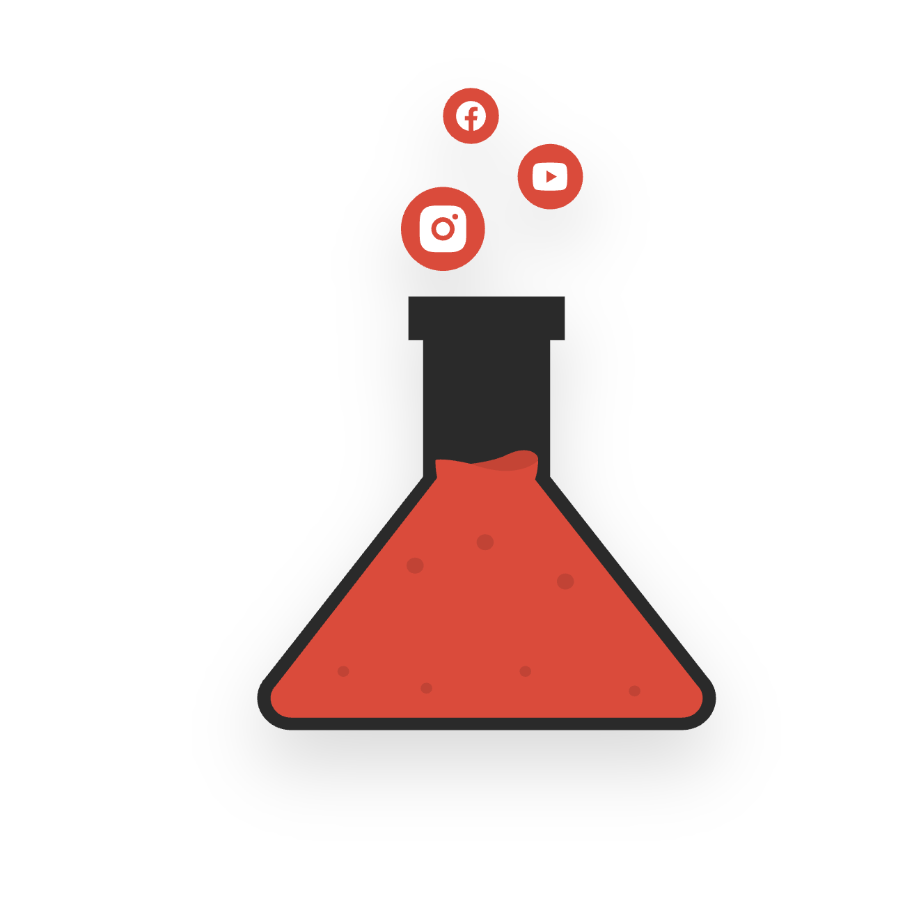 The Media Lab red flask with social media icons